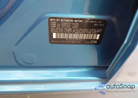 2023 Mitsubishi Mirage G4 Es z USA, uszkodzony, nr VIN ML32FUFJ0PHF04273